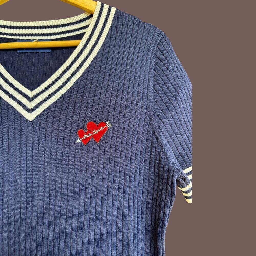 Polo Sport Varsity Dress | Navy Stripe Knit | Size XXL | Vintage - Picture 3 of 5